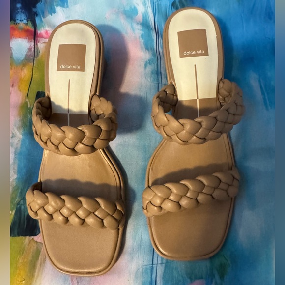 Dolce Vita Ronin Nude Braided Animal Print Heel Sandal - Picture 2 of 6